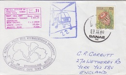 Polaire Sud-africain, 425 (Protéa) Obl. Sanae (5 Manchots) Le 9 II 80 + Hélico 22 Et Ms Agulhas 11 + Gondwanaland - Cartas & Documentos