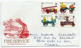 Enveloppe 1er Jour Ayant Circulé, Thème Véhicule Incendie Anciens - Postzegelboekjes