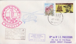 Polaire Sud-africain, 313, 426 (Protéa) Obl. Sanae Le 26 IV 80 + Cachet Et Coord. Sanae + Hélico. Et Ms Agulhas 13 - Covers & Documents