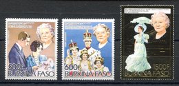 RC 17418 BURKINA FASO COTE 28€ PA N° 281 / 283 ANNIVERSAIRE DE LA REINE MERE ELIZABETH NEUF ** TB MNH VF - Burkina Faso (1984-...)