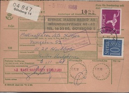HAND-L2 - SUEDE Bordereau De Colis Postal De Göteborg Pour Stockholm 1968 - Covers & Documents
