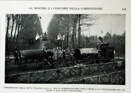 Tracteur Agricole à Vapeur Italien - Cabonisation Mobile Du Bois  - Coupure De Presse Italienne  (encadré Photo) De 1929 - Tractors