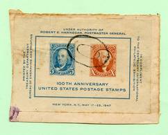 1947 Fragment 100th Anniversary United States Postage Stamps  (4 Scans) - Autres & Non Classés