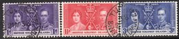 Solomon Islands GVI 1937 Coronation Set Of 3, Used, SG 57/9 (B) - Isole Salomone (...-1978)