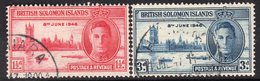 Solomon Islands GVI 1946 Victory Set Of 2, Used, SG 73/4 (B) - Salomonen (...-1978)