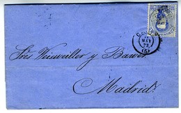 Espagne 1873 Lettre De CADIZ à MADRID  10c Amédée   LC72A - Storia Postale