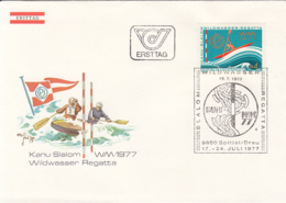 SPORTS, CANOE, WILD WATER CANOE SLALOM, REGATTA, WORLD CHAMPIONSHIP, COVER FDC, 1977, AUSTRIA - Kanu