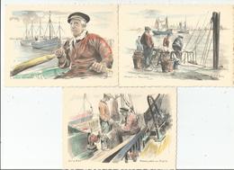 Belgique Nieuport Nieuwpoort Lot 3 Cpsm Thème Peche Par Bos Illustrateur - Nieuwpoort