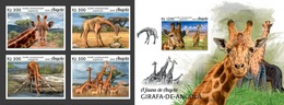 Angola 2018, Animales, Giraffes, 4val In BF +BF IMPERFORATED - Angola