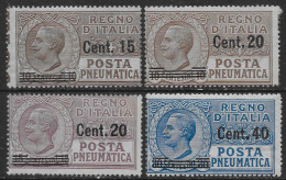 Italia Italy 1924 Regno Pneumatica Leoni Soprastampati Sa N.PN4-PN7 Completa Nuova MH * - Posta Pneumatica
