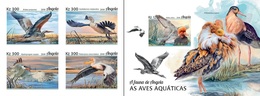 Angola 2018, Animals, Water Birds, 4val In BF +BF IMPERFORATED - Angola