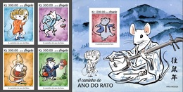 Angola 2019, Year Of The Rat, 4val In BF +BF IMPERFORATED - Angola