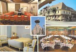68 - OSTHEIM : Hotel Restaurant AU NID DE CIGOGNES - CPM Pub (pliable) Village (1.580 H) Grand Format - Haut Rhin - Other & Unclassified