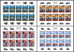 Angola 2019, Special Cars, Police Fire Engine, Ambulance, 4sheetlet IMPERFORATED - First Aid