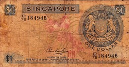 Singapore 1 DOLLAR ND 1967-1972 G P-1d "free Shipping Via Regular Air Mail (buyer Risk)" - Singapour