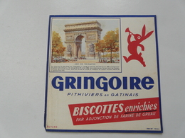 VIEUX PAPIERS - BUVARD : GRINGOIRE - PITHIVIERS EN GATINAIS - Biscottes - Alimentaire