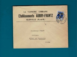 Cachet De Glonville  Meurthe Et Moselle Sur Enve Ets Aubry-Frantz  Vannerie Lorraine à Glonville - Manual Postmarks