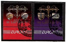 Latvia 1994 . EUROPA '94 (Scale,coins,credit Card). 2v: 10, 50. Michel # 376-77   (oo) - Latvia