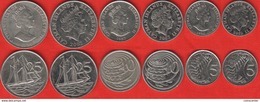 Cayman Islands Set Of 6 Coins: 5 - 25 Cents 1987-2013 - Kaaiman Eilanden