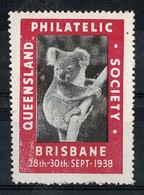 AUSTRALIA KOALA BEAR BRISBANE PHILATELIC SOCIETY 1938 - Oficiales