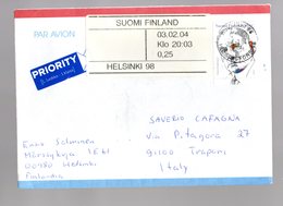 FINLANDIA :  Amos  Andersson  (benefattore) 1 Val. Isolato Su Lettera  -  10.09.2003 - Covers & Documents