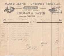 VIENNE - AVAILLES-LIMOUZINE  - Maréchalerie Machines Agricoles   Nicolas Et David  -Format 19.5 X22.5 - Agricultura