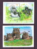 OUGANDA-UGANDA  1992 GORILLES-HIPPOPOTAMES  YVERT N°B157-165 NEUF MNH** - Gorilles