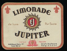 Ancienne étiquette  Limonade  Jupiter De Luxe " EJ"  Paris Marque Déposée - Limonades & Frisdranken