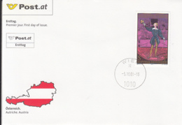 ART, CIRCUS, LEOPOLD LUDWIG DOBLER, MAGICIAN, COVER FDC, 2001, AUSTRIA - Cirque