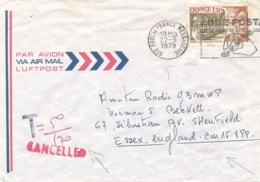 Cachet " 972 FORT DE FRANCE MESSAGERIE 22/5/79 " Sur Lettre AVION TAXÉE > SHENFIELD Angleterre - " Cancelled - Due - Briefe U. Dokumente