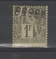 Obock _ (1891 )  1F Vert Surcharge Double N°20A - Autres & Non Classés