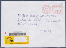 Enveloppe Recommandé De Caddebostan-Istambul à Pessac Gironde 8.12.2017 Affranchissement Mécanique - Brieven En Documenten