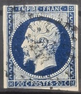 FRANCE 1854 - Canceled - YT 14A (bleu Très Foncé) - 20c - 1853-1860 Napoléon III.