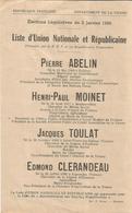 LISTE D'UNION NATIONALE ET REPUBLICAINE,1956 , Département De La VIENNE , PIERRE ABELIN  , Frais Fr 1.75 E - Ohne Zuordnung