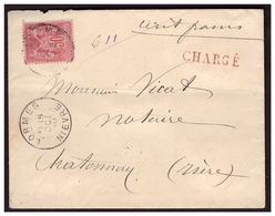 SAGE N° 98 Seul Sur Lettre Chargée De LORMES Pour CHATONNAY Du 15.10.1890. - 1876-1898 Sage (Tipo II)