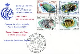 Cachet Spécial (dessin Emblèmes) "Charleroi 26-10-1968" Sur Enveloppe Préimprimée "amitié Franco-belge" Voir Descr - Gedenkdokumente