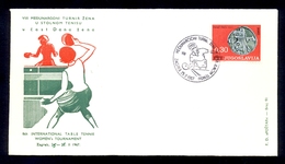 YUGOSLAVIA 1967 - Commemorative Envelope And Cancel For TABLE TENNIS Tournament - Tischtennis