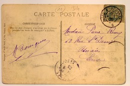 Cachet Ambulant "PARIS A GOURNAY 1905" Blanc Frappe SUPERBE Indice = 4  Cpa MOUY Le ThéraIn - Gedenkstempels