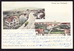 1905  AK Gruss Aus Seebach Mit Tram. Nach Hirzel Gelaufen. Minim Fleckig - Hirzel