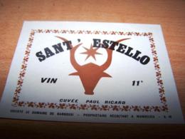 Etiquette Vin Wine Label Taureau Bull Toro Torero Feria Corrida Cuvée Paul Ricard Sant Estello Barbossi Mandelieu - Stiere