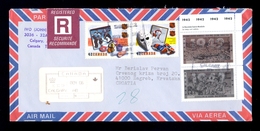 CANADA - Registered Sent Letter 1992 To Zagreb (Croatia) Hockey Stamps - Hockey (su Ghiaccio)