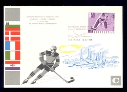 YUGOSLAVIA 1966 - Commemorative Card, Stamp And Cancel HOCKEY Championship - Hockey (su Ghiaccio)