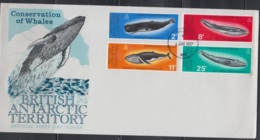 WHALES - BRITISH ANTARCTIC TERRITORY - 1977 - WHALES SET OF 4  ON ILLUSTRATED  FDC - Wale