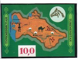 Turkmenistan-1992 Camel On Map. Imperf S/S: 10,0 Michel Nr. BL 1 - Turkmenistan