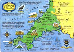 United Kingdom:Great Britain:Cornwall Land Map - Landkarten