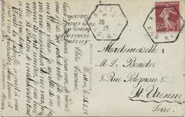 CARTE AVEC OBLITERATION HEXAGONAL HATTEN -BAS RHIN  -ANNEE 1925 - Lettres & Documents