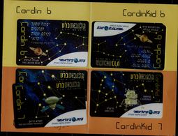 ISRAEL 1998 BEZEQ INTERNATIONAL PRIVATE CARD ASTRONOMY SET OF 4 WITH FOLDER MINT VF!! - Sterrenkunde