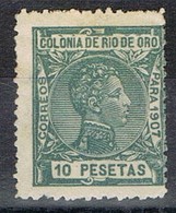 Sello 10 Pts 1907, Alfonso XIII, RIO DEL ORO, Colonia Española,  Num 33 * - Rio De Oro
