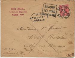 LETTRE OBLITERATION DAGUIN "  BEAUNE - SES VINS -SON HOTEL - DIEU -COTE D'OR - AFFRANCHIE N° 199 -ANNEE 1927 - Sellado Mecánica (Otros)