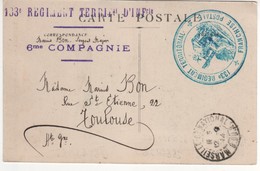 Guerre 14/18 : Griffe " 133 è Régiment Territorial D'infanterie 6 è Compagnie " + Cachet ,carte De Marseille Du 12/09/14 - Lettres & Documents